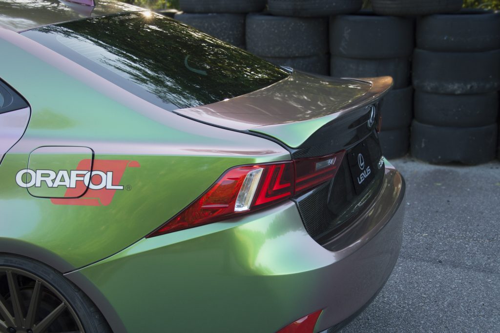 Color change vinyl on a sports car