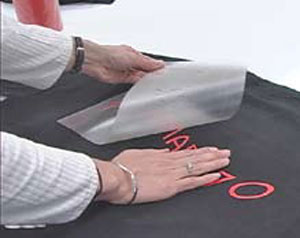Fig 3: After cutting and weeding, place the graphic 'right reading' on the shirt
