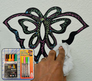 Fig 2: Bistro chalk markers can be removed from Endura Chalkboard vinyl with a damp cloth.