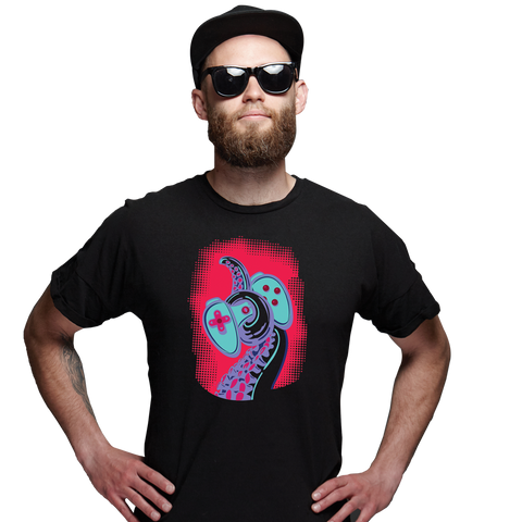 DTF printing on a man's t-shirt