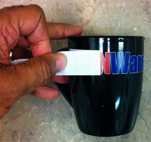 Fig 2: Peel it warm, along the surface of the mug.