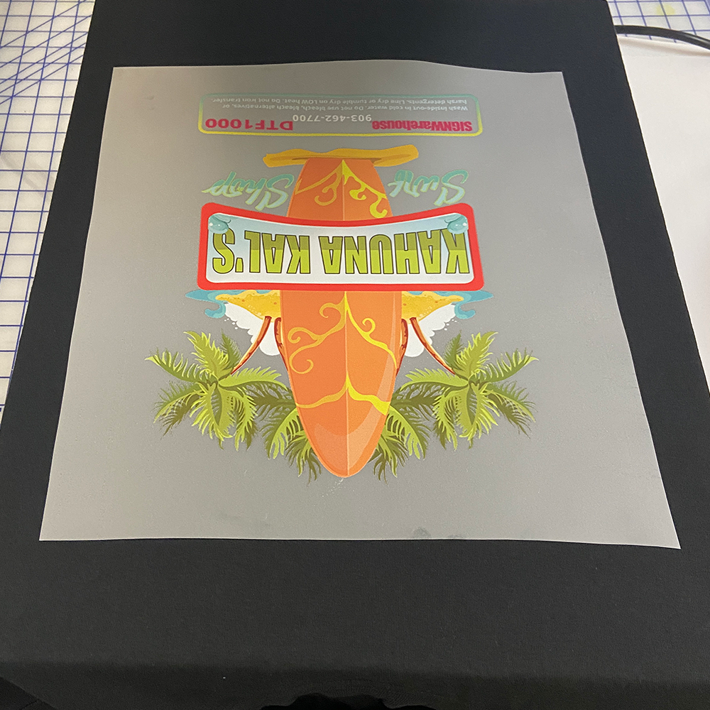 DTF Process: Step Four: Place on heat press.