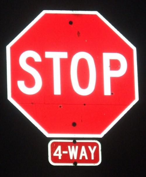 Stop sign at night