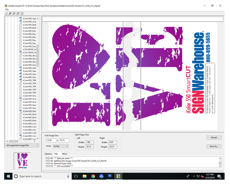 iColor SmartCut tiling software dividing an image